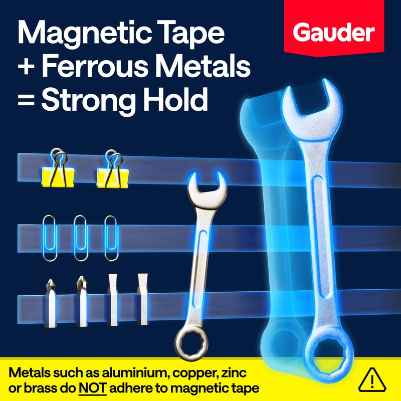 GAUDER Magnetic Tape with 3M Adhesive - Strong Self-Adhesive Magnet Strip - Strong Magnetic Tape Roll with Cuttable Length & 3M Sticky Back (10 ft x 0.6 in) - Image 4